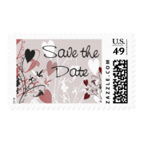 save the date, postage, stamp, stamps, romantic, romance, love, heart, hearts, wedding, bride, groom, flourish, design, floral, art, weddings, engagements, Stamp with custom graphic design