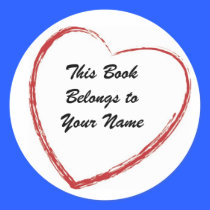 Heart book label stickers