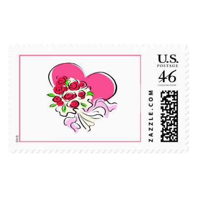 Heart & Bouquet Postage Stamp