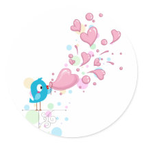 Heart Bubbles Round Sticker