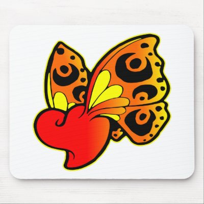 Heart Butterfly Tattoo Mousepads by WhiteTiger_LLC. Heart Butterfly Tattoo