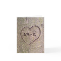 Heart Carved in a Tree Greeting Cards