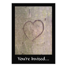 Heart Carved in a Tree Invitations