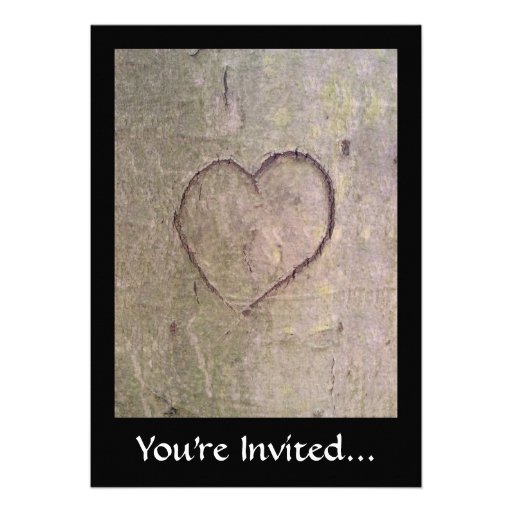 Heart Carved in a Tree Invitations