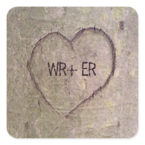 Heart Carved in a Tree Square Sticker