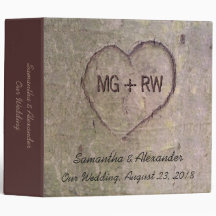 Heart Carved in Tree, Custom Romantic Nature Binder