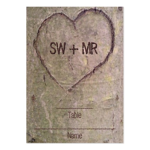 Heart Carved in Tree, Custom Romantic Nature Business Card (front side)
