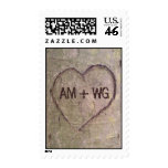 Heart Carved in Tree, Custom Romantic Nature Stamps
