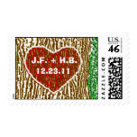 Heart Carved into Tree Postage Stamps