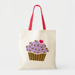 Heart Choco Chip Blueberry Cupcake Tote Bags