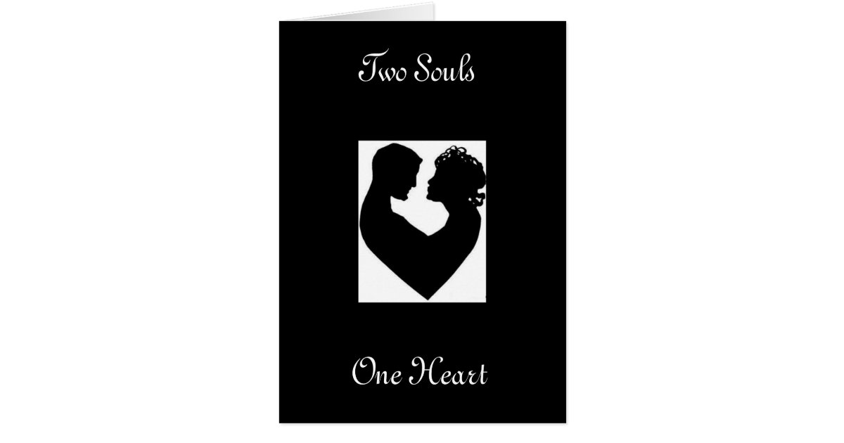 Heart Couple Two Souls One Heart Greeting Card Zazzle 