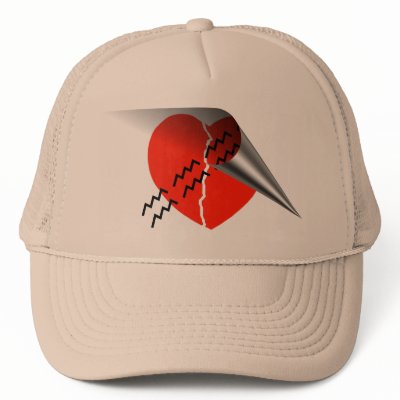 Heart Crack Tire Track Curled up Heart Mesh Hats by ValentinesDayHearts