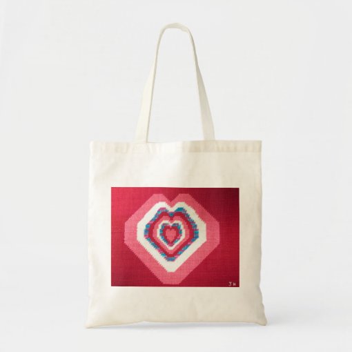 Heart Cross Stitch Print Bag by Julia Hanna