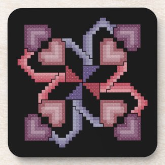 Heart Cross Stitch Quilt Square Coasters