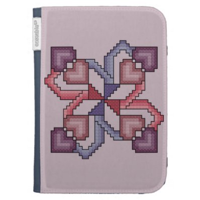 Heart Cross Stitch Quilt Square Kindle Case