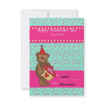 Heart Cupcake-Bear Classroom Card Personalized Announcement