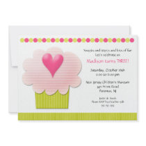 Heart CUPCAKE Birthday Party Invitation