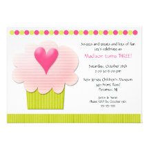 Heart CUPCAKE Birthday Party Invitation
