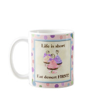 Heart Cupcake Trio Life is Short - Mouse Pad Mugs