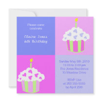 heart cupcakes birthday invitation