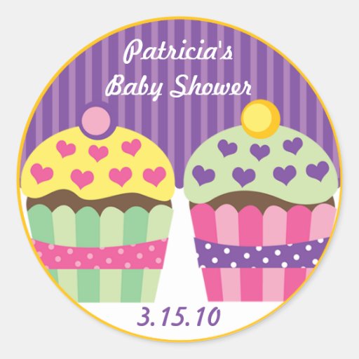 Heart Cupcakes Label Round Sticker