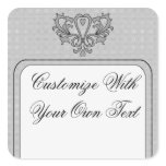 Heart Damask Set (Black And White) stickers