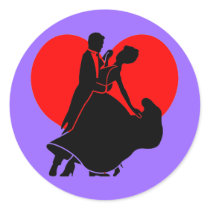 Heart dancers round sticker