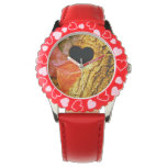Heart design Bezel with Red Hearts Wristwatch