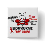 Heart Disease Awareness Month Bee 1.1 Pins
