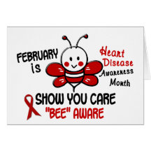 Heart Disease Awareness Month Bee 1.1 Greeting Cards