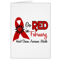 Heart Disease Awareness Month Red Ribbon 1.2 Greeting Cards