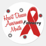 Heart Disease Awareness Month Ribbon 1.1 Round Sticker