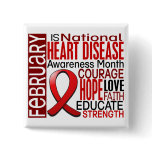 Heart Disease Awareness Month Ribbon I2.3 Pinback Button