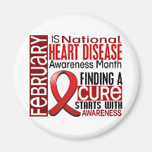 Heart Disease Awareness Month Ribbon I2.5 Fridge Magnets