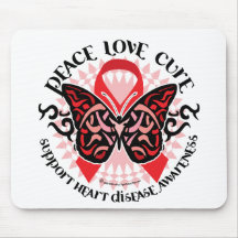 Heart Disease Butterfly Tribal 2 Mouse Pad