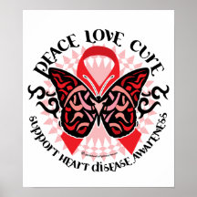 Heart Disease Butterfly Tribal 2 Print