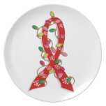 Heart Disease Christmas Lights Ribbon Party Plate