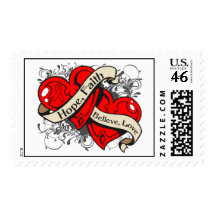 Heart Disease Hope Faith Dual Hearts Postage Stamp