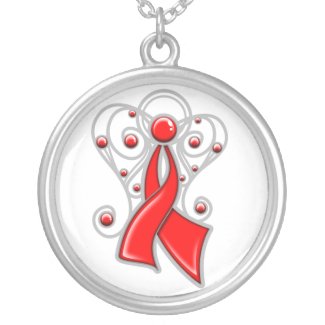 Heart Disease Ribbon Angel In Memory necklace