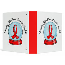 Heart Disease Ribbon Merry Christmas Snowglobe binders