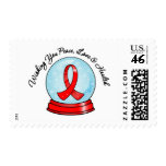 Heart Disease Ribbon Merry Christmas Snowglobe Postage Stamp