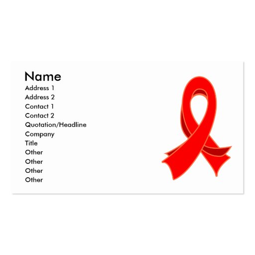 Heart Disease Stylish Red Ribbon Business Card