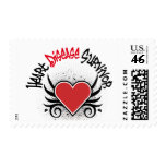 Heart Disease Survivor Grunge Postage Stamps
