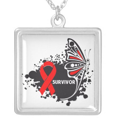 Heart Disease Survivor Tattoo Butterfly Necklaces by cancerapparel