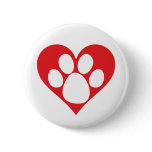 Heart Dog Paw Pinback Button
