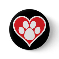 Heart Dog Paw (Dark) buttons by kninekreations Heart Dog Paw (Dark) buttons