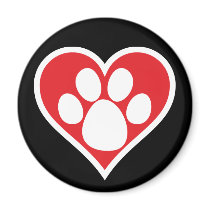 Heart Dog Paw (Dark) Fridge Magnets