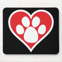 Heart Dog Paw (Dark) mousepads
