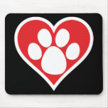 Heart Dog Paw (Dark) mousepads