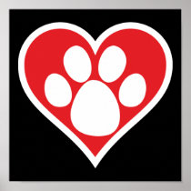 Heart Dog Paw (Dark) Print